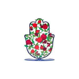Small Hamsa with Metal Stand and Pomegranates