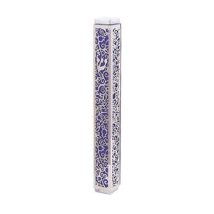 Purple Mezuzah Case Decorated with a Pomegranate Cutout - Fits Any Scroll up to 12 cm