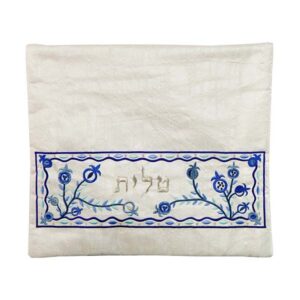 Tallit Bag with Embroidery and Pomegranates
