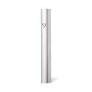 Classic Mezuzah Case in Gray / Silver with a Prominent Letter Shin - Suitable for Any Scroll up to 12 cm