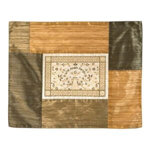 Challah Cover for Shabbat with Embroidery and Golden Collage Frame