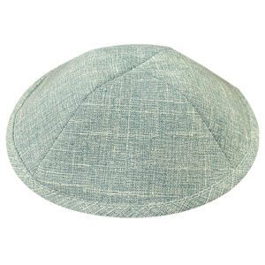 Kippah Made of Silk-Like Linen Fabric in Mint Color