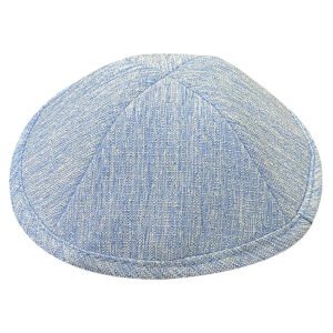 Kippah Made of Linen-Like Silk Fabric in Bluish Color