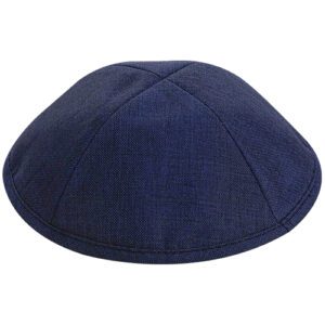 Kippah made of silk-like linen fabric in dark blue color