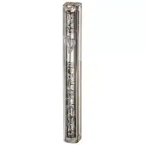 Special Mezuzah Case Made of Transparent Plastic with Silver Jerusalem Embossing Inside - Fits Scrolls up to 15 cm