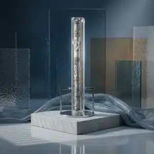 Special Mezuzah Case Made of Transparent Plastic with Silver Jerusalem Embossing Inside - Fits Scrolls up to 15 cm