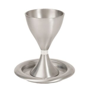 Modern Aluminum Kiddush Cup with Matching Plate