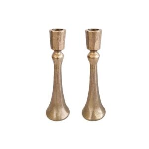 Handcrafted Copper Shabbat Candlesticks in Antique Style - 15 cm