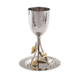 Stainless Steel Kiddush Cup with Copper Grapes