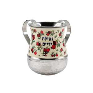Metal Stand with Pomegranates on a White Background