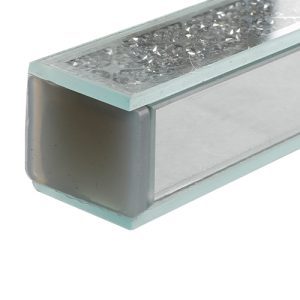 Glass Mezuzah Case with Mirror and Glittering Stones - Suitable for Any Scroll up to 12 cm