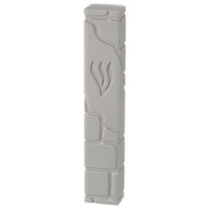 Mezuzah Case in Concrete Look with 'Kotel Stones' Embossing - Suitable for Any Klaf up to 12 cm