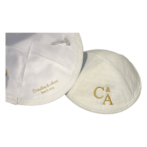Linen Kippah with Embroidery - 30 Pieces