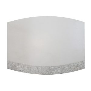 White Porcelain Shabbat Challah Tray Decorated with 'Jerusalem' Metal Slice