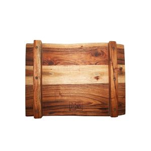 Rectangular Shabbat Challah Tray Made of Natural Wood with Legs and Built-in Salt Holder