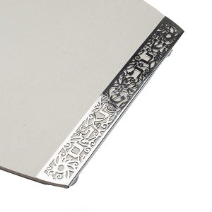 Tray for Shabbat Challot made of Gray Porcelain Decorated with Metal Cutout