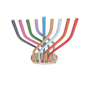 Colorful Interlocking Cane Menorah on a Cracked Base