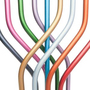 Colorful Interlocking Cane Menorah on a Cracked Base