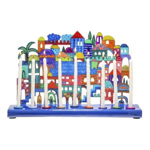 Hand-painted Colorful Menorah - Jerusalem