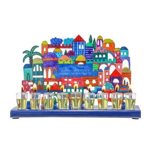 Hand-painted Colorful Menorah - Jerusalem