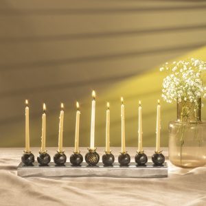 Menorah with Pomegranates in Copper Tones