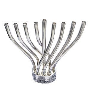 Silver Menorah - Interlocking Sticks