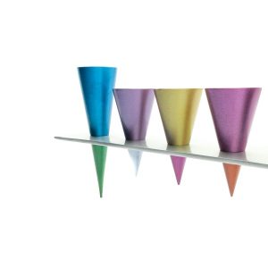 Menorah from Silver Metal Strip Combined with Colorful Cones