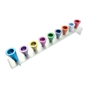 Menorah from Silver Metal Strip Combined with Colorful Cones