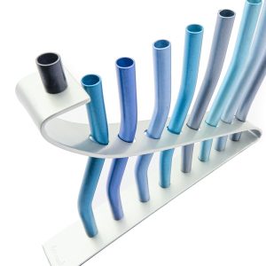 Unique Menorah with Blue Candles