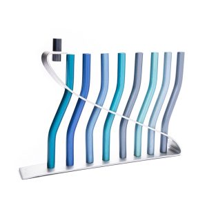 Unique Menorah with Blue Candles