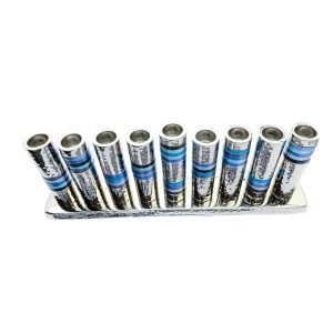 Menorah Made of Hammered Aluminum Canes with Blue Rings