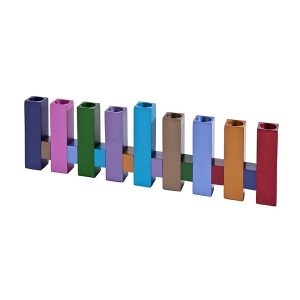 Minimalist Menorah Made of Colorful Blocks