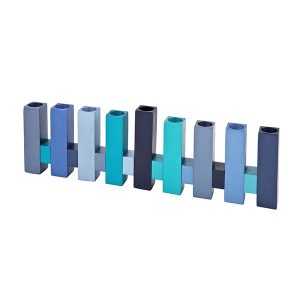 Minimalist Menorah Made of Blue Rectangles