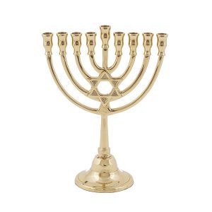 Classic Copper Menorah with Star of David - 22 cm