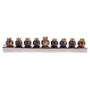 Menorah with Pomegranates in Copper Tones