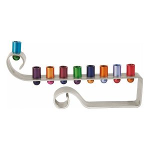 Creative Chanukiah from Twisted Silver Wire and Colorful Reed