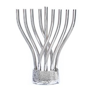 Silver Menorah - Interlocking Sticks
