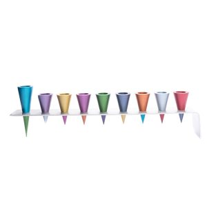Menorah from Silver Metal Strip Combined with Colorful Cones