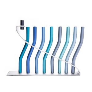Unique Menorah with Blue Candles