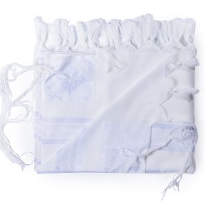 High-Quality White Acrylic Tallit with Crown in a Luxurious Design