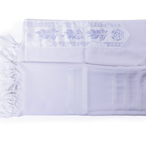 Elegant White Tallit made of Wool