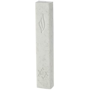 Mezuzah Case Concrete-Like with Texture and Embossed Star of David - Fits Any Scroll up to 12 cm