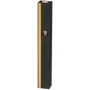 Modern Aluminum Mezuzah Case in Black with Gold Stripe - Fits Any Scroll up to 12 cm