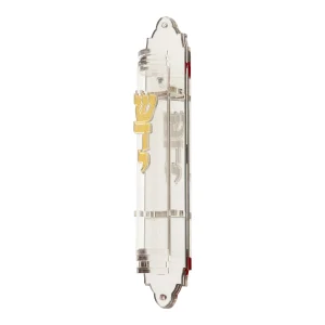 Large Transparent Mezuzah Case Made of Handcrafted Perspex in Silver Color - Fits Any Scroll Up to 30 cm