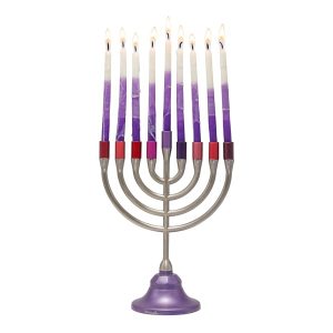Classic Menorah with Burgundy Colored Branches