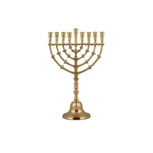 Classic Copper Menorah Model Leaves - 22 cm