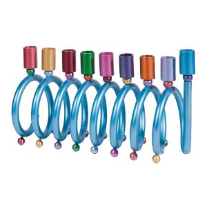 Spiral-shaped Menorah with Colorful Candles