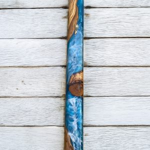 Extra Large Epoxy and Olive Wood Mezuzah Case - Suitable for a Scroll Up to 60 cm