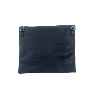 Set of Tallit and Tefillin Bags Made of Genuine Leather with Fabric Combination in Ivory and Blue Colors