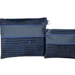 Bag for Tallit and Tefillin made of Genuine Leather with Crocodile Texture in Blue Color